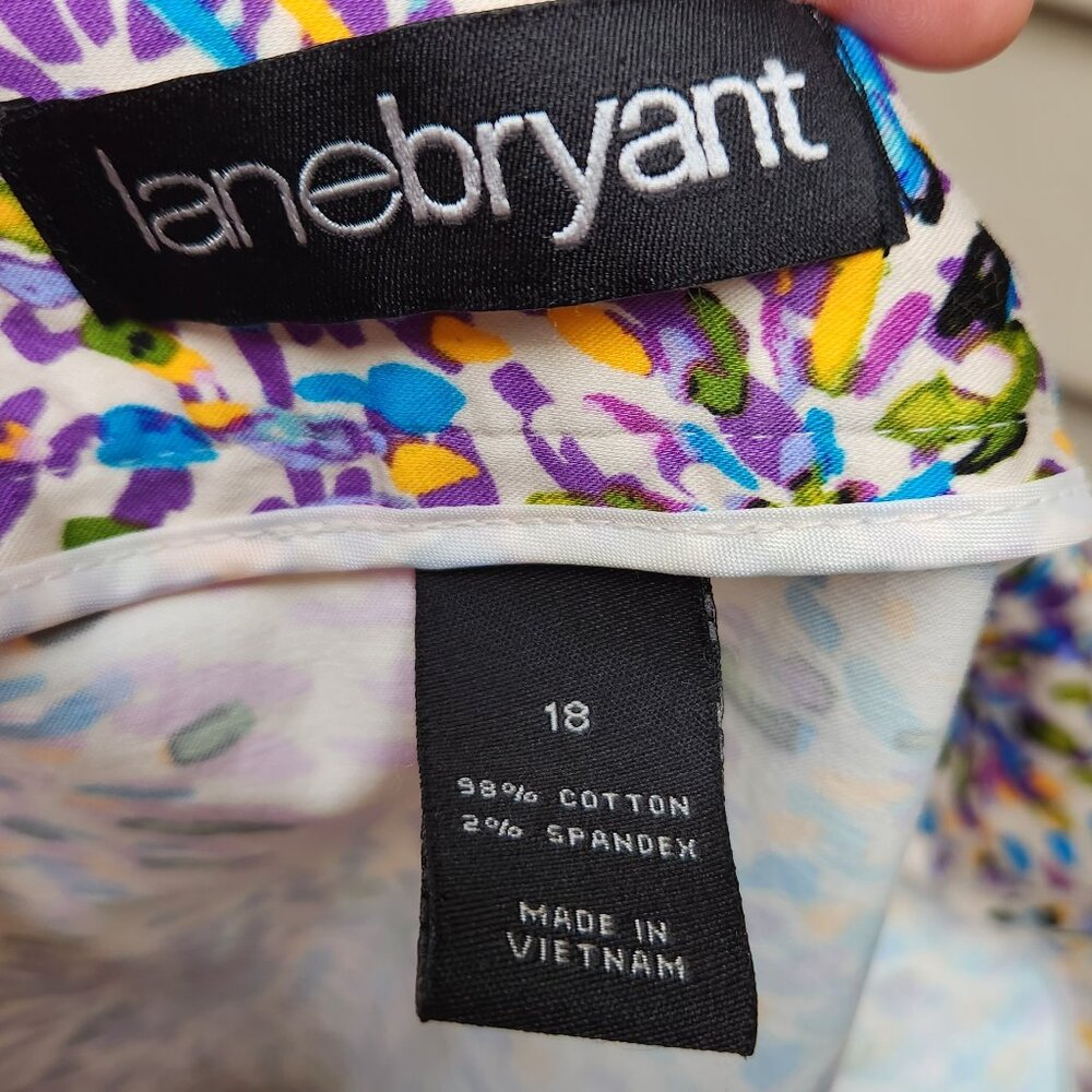 Lane Bryant Plus A-Line Cream Skirt Multicolor Abstract Watercolor Floral Print - Picture 7 of 8
